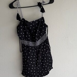 Alice + Olivia Black and White Polka Dot Romper